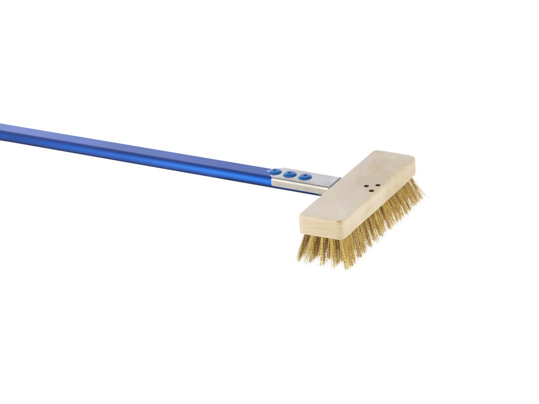 Gi.Metal Azzurra 20cm / 8in Low Profile Rectangular Brass Bristle Brush, 150cm handle