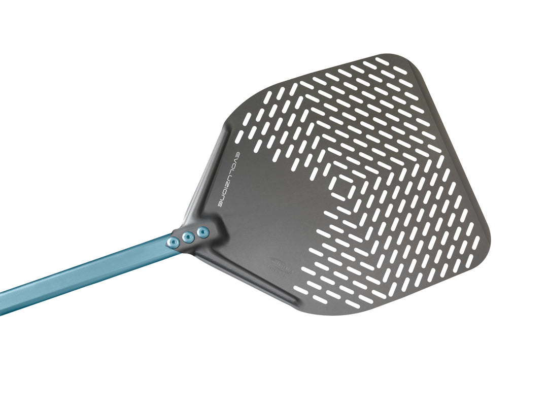 Gi.Metal Evoluzione 33cm / 13in Rectangular Perforated Pizza Peel, 60cm handle