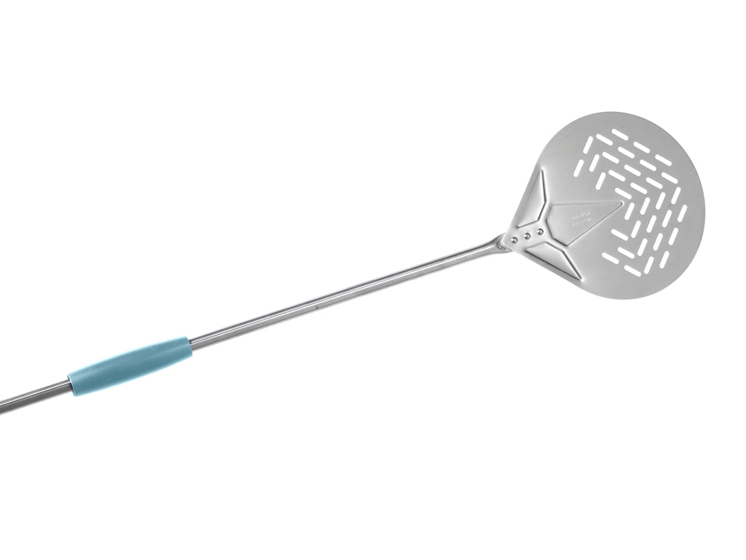 Gi.Metal Evoluzione 20cm / 8in Small Round Perforated Pizza Peel, 150cm handle