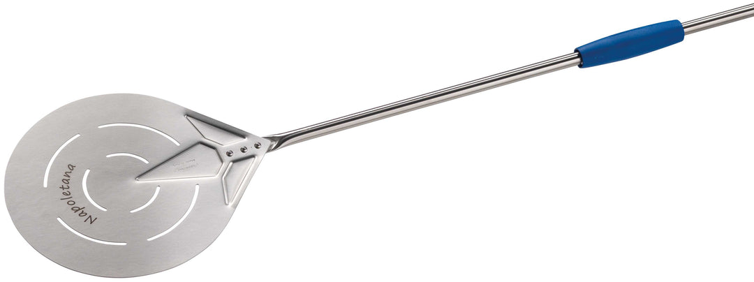 Gi.Metal Napoletana 20cm / 8in Small Round Perforated Pizza Peel, 150cm handle